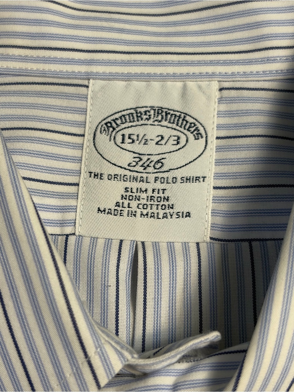 Brooks Brothers Blue and White Striped Slim Dress Shirt